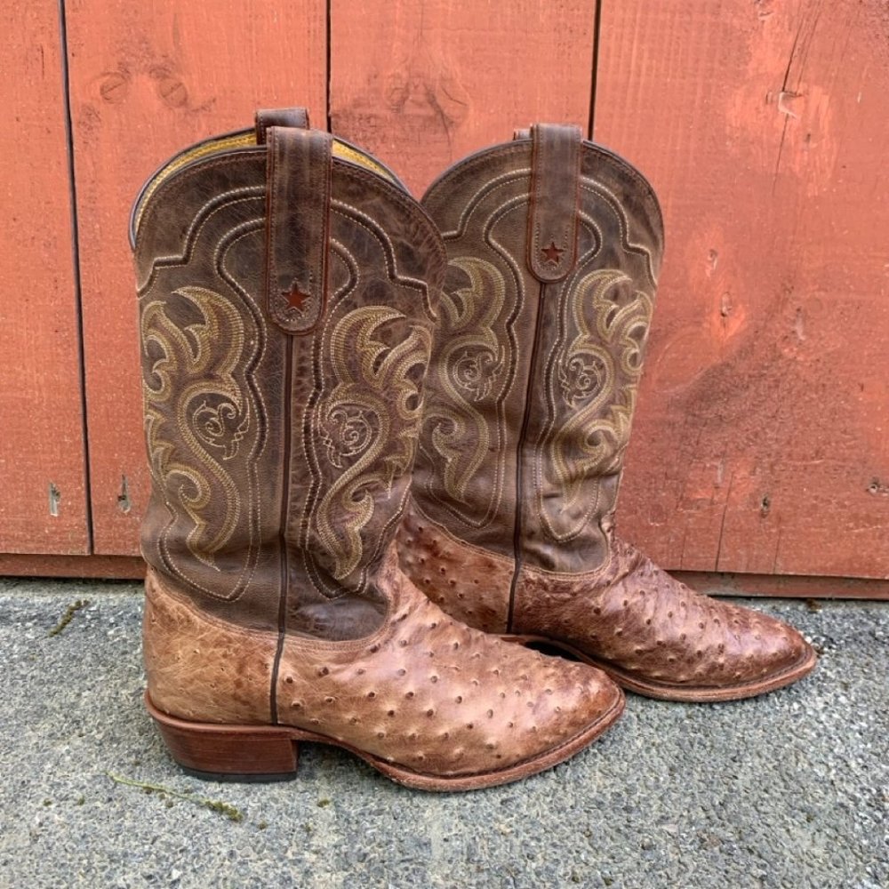 HANDMADE IN USA TONY LAMA OSTRICH COWBOY BOOTS 9.5 MEN